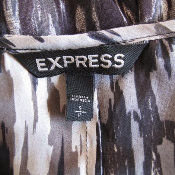 EXPRESS Taupe Silky Blouse with Open Shoulders - Picture 10 of 12